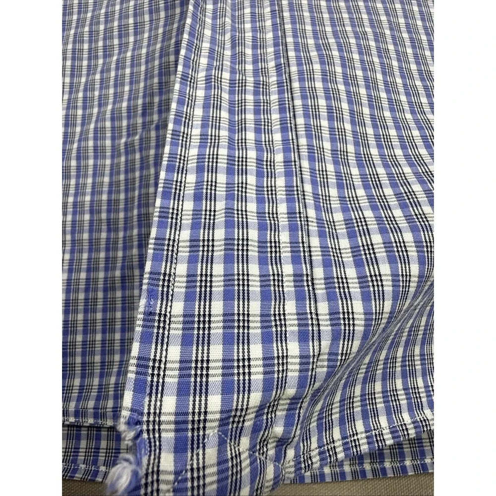 Vintage Ralph Lauren Shirt Men's 16.5 34/35 Blue Plaid Long Sleeve Cotton